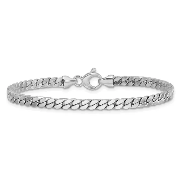 Leslie's 14K White Gold Polished Fancy Curb Link Bracelet Image 3 Spath Jewelers Bartow, FL
