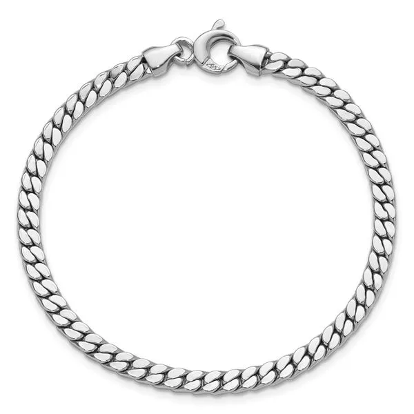 Leslie's 14K White Gold Polished Fancy Curb Link Bracelet Image 4 Ask Design Jewelers Olean, NY