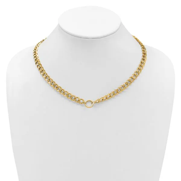 Leslie's 14K Polished Circle Accent Fancy Link Necklace Image 3 Thomas A. Davis Jewelers Holland, MI