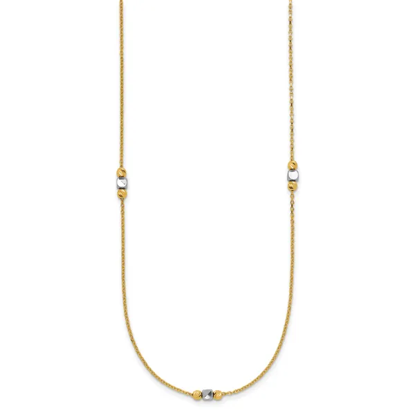 Leslie's 14K Two-tone Polished / Dia-cut Beads w/2in ext. Necklace Image 2 Arlene's Fine Jewelry Vidalia, GA