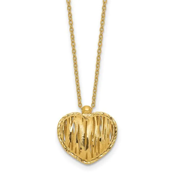 Leslie's 14K Polished / Dia-cut Puffed Heart w/2in ext. Necklace Morin Jewelers Southbridge, MA