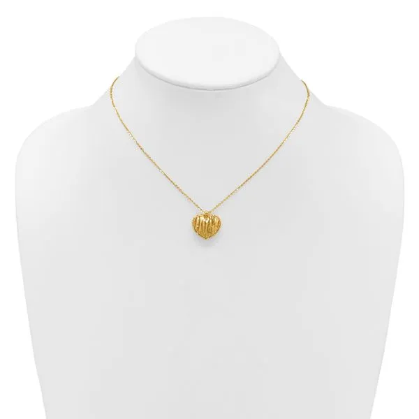 Leslie's 14K Polished / Dia-cut Puffed Heart w/2in ext. Necklace Image 3 Valentine's Fine Jewelry Dallas, PA