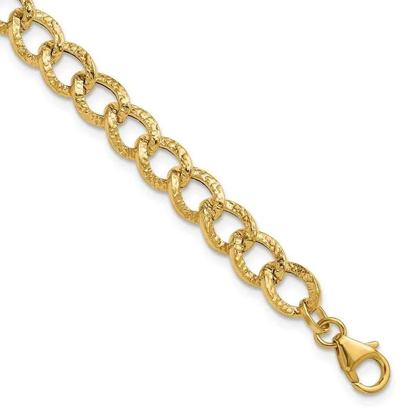 Leslie's 14K Polished and Textured Fancy Link Bracelet Spath Jewelers Bartow, FL