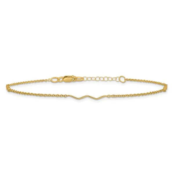 Leslie's 14K Polished Wavy Bar 9in Plus 1in ext. Anklet Image 3 Jimmy Smith Jewelers Decatur, AL