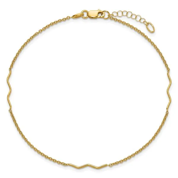 Leslie's 14K Polished Wavy Bar 9in Plus 1in ext. Anklet Image 4 Jimmy Smith Jewelers Decatur, AL