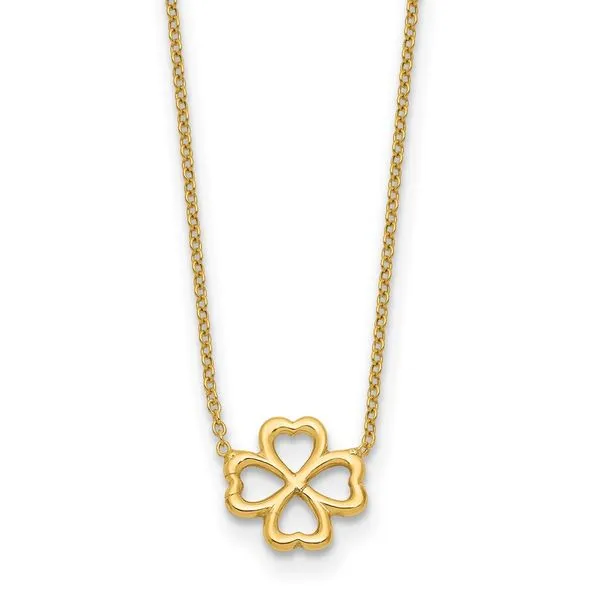Leslie's 14K Polished 4-Leaf Clover w/2in ext. Necklace Grayson & Co. Jewelers Iron Mountain, MI