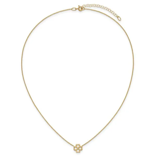 Leslie's 14K Polished 4-Leaf Clover w/2in ext. Necklace Image 4 Spencer's Jewelers Athens, GA