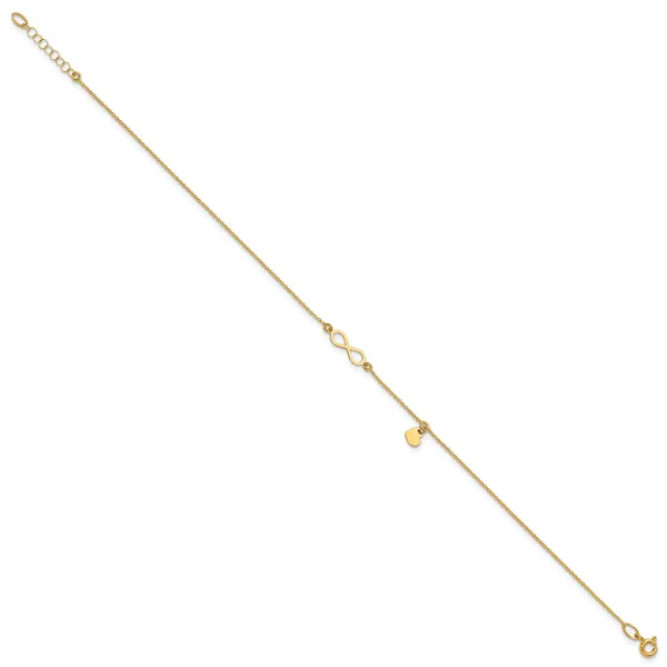 Leslie's 14K Polished Infinity/Dangle Heart 9in Plus 1in ext. Anklet Image 2 Grayson & Co. Jewelers Iron Mountain, MI