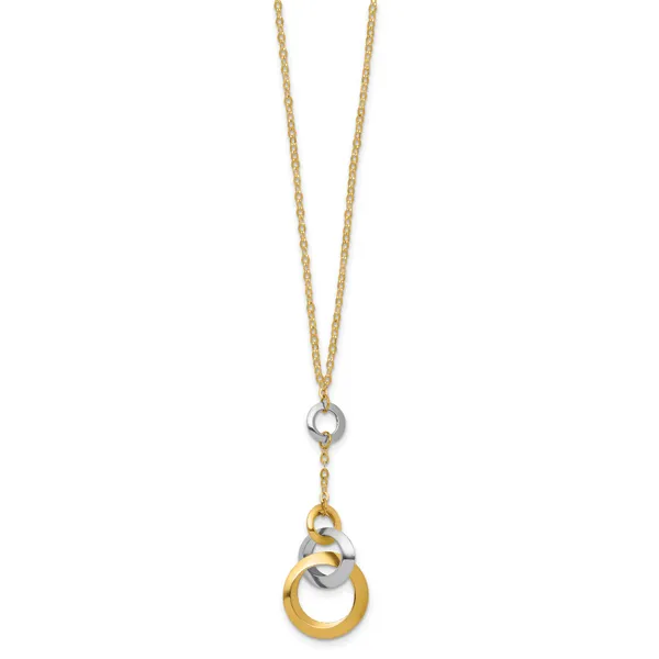 Leslie's 14K Two-tone Polished Circle Link Accent w/1in ext. Necklace Image 2 Morin Jewelers Southbridge, MA