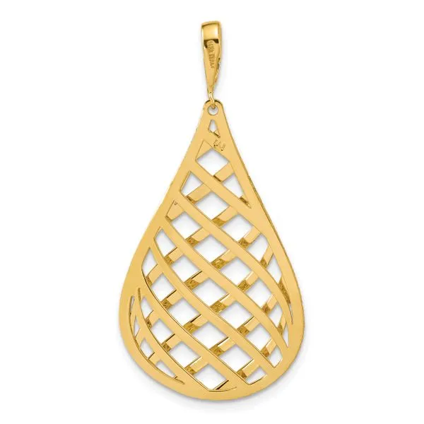 Leslie's 14K Polished and Diamond-cut Teardrop Pendant Image 3 Mitchell's Jewelry Norman, OK