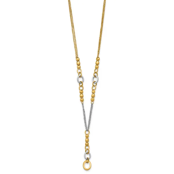 Leslie's 14K w/White RH Polished Fancy 2-Strand Oval Link Necklace Image 2 Grayson & Co. Jewelers Iron Mountain, MI