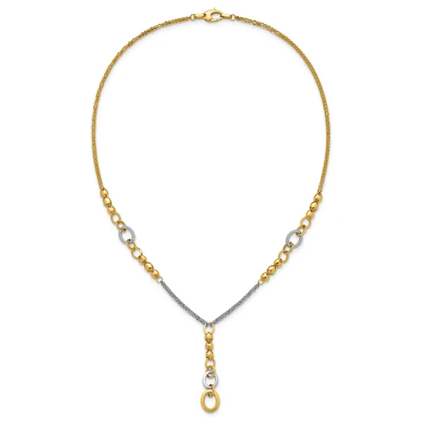 Leslie's 14K w/White RH Polished Fancy 2-Strand Oval Link Necklace Image 4 Thomas A. Davis Jewelers Holland, MI