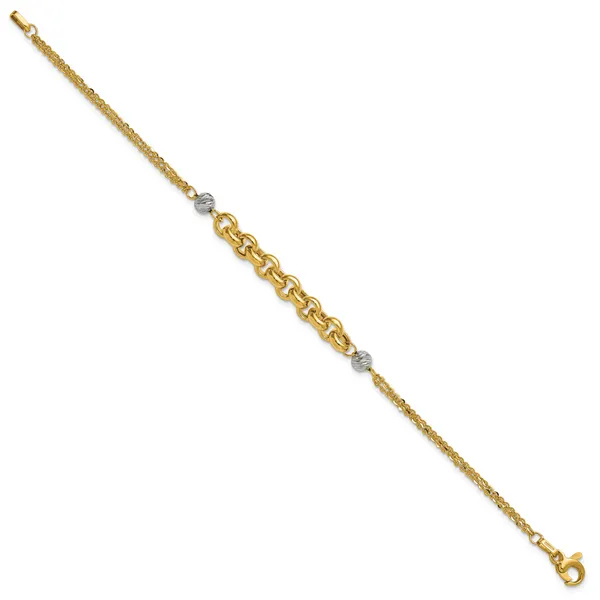 Leslie's 14K w/White Rhodium Polished D/C 2-Strand Rolo Link Bracelet Image 2 Atlanta West Jewelry Douglasville, GA