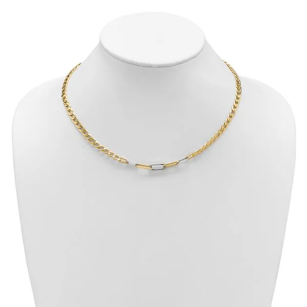 Leslie's 14K w/White RH Polished Curb and Paperclip Link Necklace Image 3 John E. Koller Jewelry Designs owasso, OK