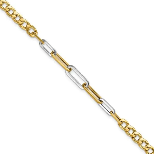 Leslie's 14K w/White Rhodium Polished Curb and Paperclip Link Bracelet Spath Jewelers Bartow, FL