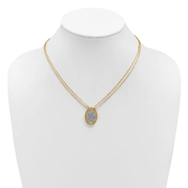 Leslie's 14K w/White RH Polished D/C Fancy Oval 2-Strand Necklace Image 3 Jerald Jewelers Latrobe, PA