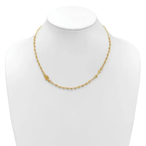 Leslie's 14K Polish/Dia-cut/Beaded Religious Rosary Style Necklace Image 3 John E. Koller Jewelry Designs owasso, OK