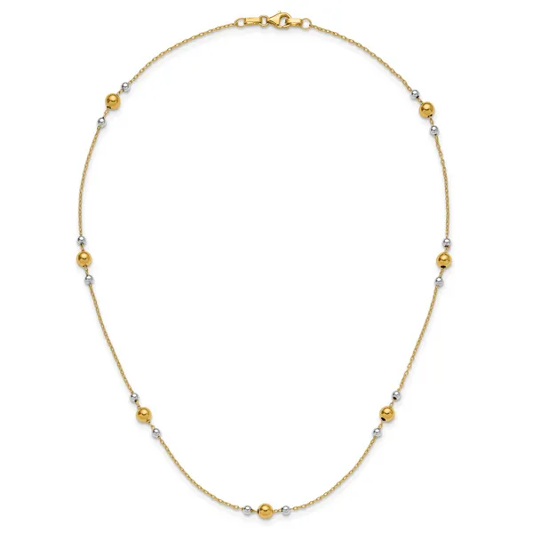 Leslie's 14K w/White Rhodium Polished / Beaded Station Necklace Image 4 Atlanta West Jewelry Douglasville, GA