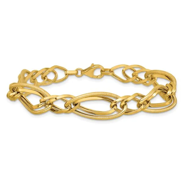 Leslie's 14K Polished and Textured Fancy Link Bracelet Image 3 Spencer's Jewelers Athens, GA