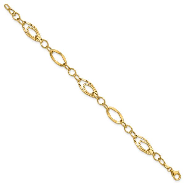Leslie's 14K Polished and Wavy Textured Fancy Link Bracelet Image 2 Grayson & Co. Jewelers Iron Mountain, MI
