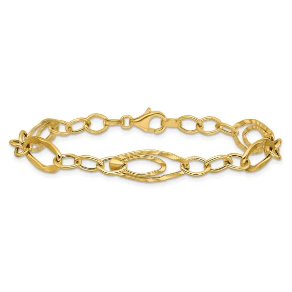 Leslie's 14K Polished and Wavy Textured Fancy Link Bracelet Image 3 Grayson & Co. Jewelers Iron Mountain, MI