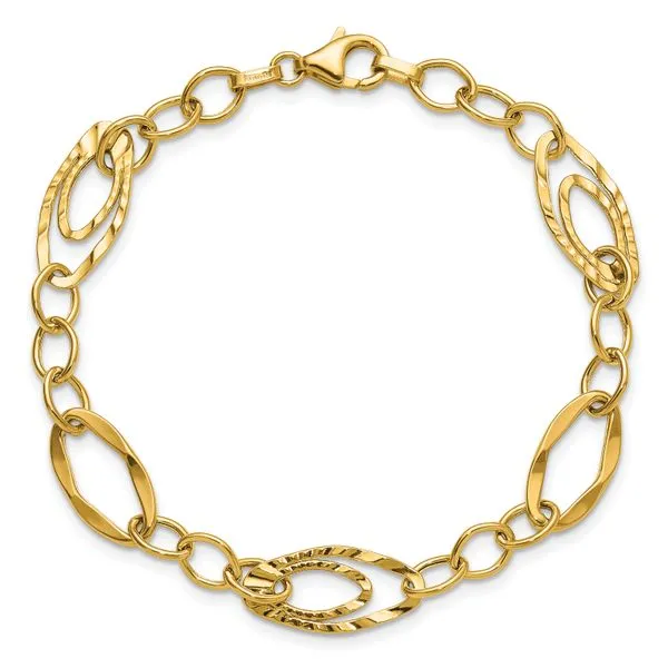 Leslie's 14K Polished and Wavy Textured Fancy Link Bracelet Image 4 J. West Jewelers Round Rock, TX