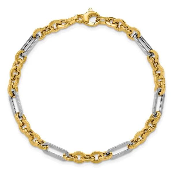 Leslie's 14K w/White Rhodium Polished Cable and Paperclip Link Bracelet Image 4 Grayson & Co. Jewelers Iron Mountain, MI