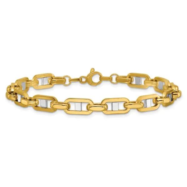 Leslie's 14K w/Wht RH Polished Fancy Flat Anchor Men's Link Bracelet Image 3 Quantum Qarat  Phoenix, AZ