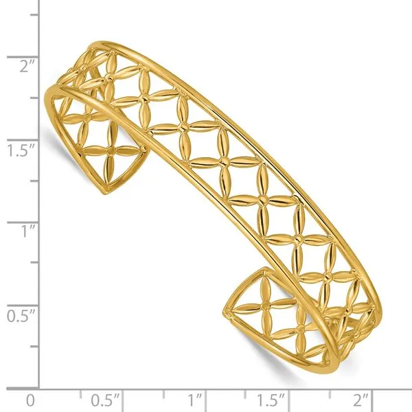 Leslie's 14K Polished Fancy Flexible Cuff Bangle Image 3 J. West Jewelers Round Rock, TX