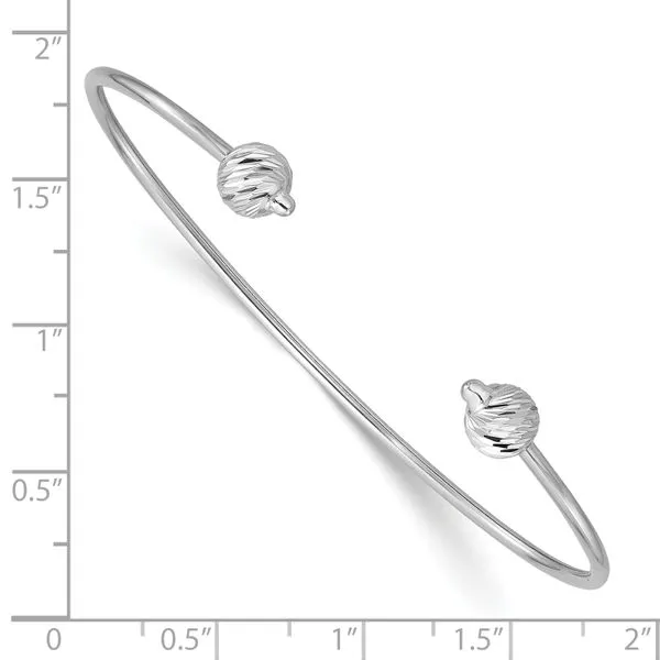 Leslie's 14K White Gold Polished with D/C Beads Cuff Bangle Image 3 Spath Jewelers Bartow, FL
