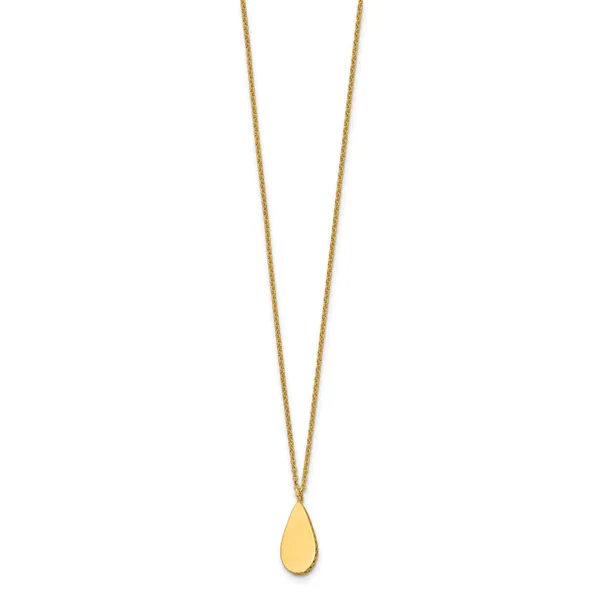 Leslie's 14K Polished and Satin Teardrop w/ 1.25in Ext. Necklace Image 2 Gaines Jewelry FLINT, MI