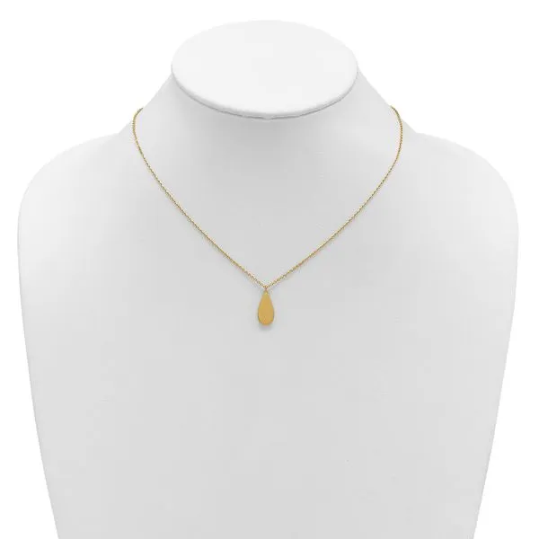 Leslie's 14K Polished and Satin Teardrop w/ 1.25in Ext. Necklace Image 3 Jim's Jewelers Tyler, TX