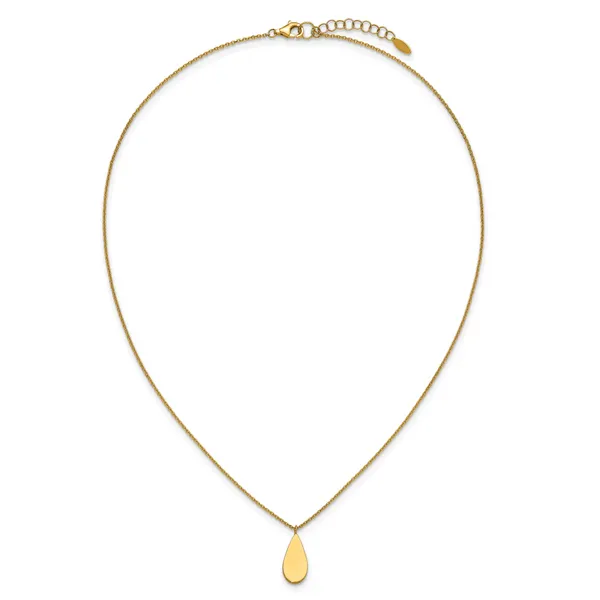 Leslie's 14K Polished and Satin Teardrop w/ 1.25in Ext. Necklace Image 4 Spencer's Jewelers Athens, GA