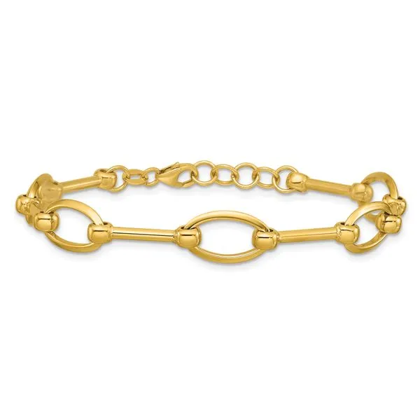 Leslie's 14K Polished Bar and Oval Link w/ .5in Ext. Bracelet Image 3 Moseley Diamond Showcase Inc Lexington, SC