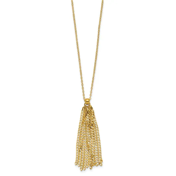 Leslie's 14K Polished Fancy Curb Link Tassle w/ 2in Ext. Necklace Image 2 Mitchell's Jewelry Norman, OK
