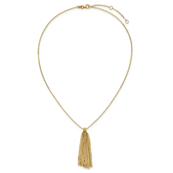 Leslie's 14K Polished Fancy Curb Link Tassle w/ 2in Ext. Necklace Image 4 Michael's Jewelry North Wilkesboro, NC