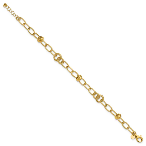Leslie's 14K  Polished/Texture/Dia-cut Fancy w/.75in Ext. Bracelet Image 2 Trenton Jewelers Ltd. Trenton, MI