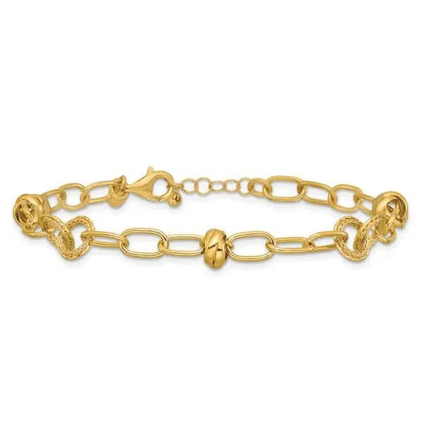 Leslie's 14K  Polished/Texture/Dia-cut Fancy w/.75in Ext. Bracelet Image 3 Tidwells of Greenwood Greenwood, SC
