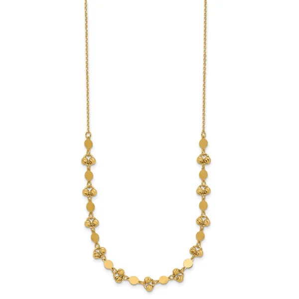 Leslie's 14K Polished D/C Beaded Fancy Circles w/ 1in Ext. Necklace Image 2 Thomas A. Davis Jewelers Holland, MI