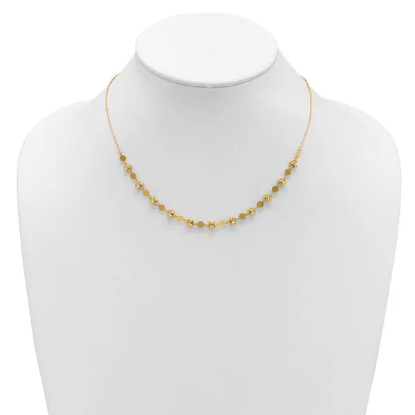 Leslie's 14K Polished D/C Beaded Fancy Circles w/ 1in Ext. Necklace Image 3 Trenton Jewelers Ltd. Trenton, MI