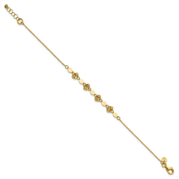 Leslie's 14K Polished D/C Beaded Fancy Circles w/.5in Ext. Bracelet Image 2 Moseley Diamond Showcase Inc Lexington, SC