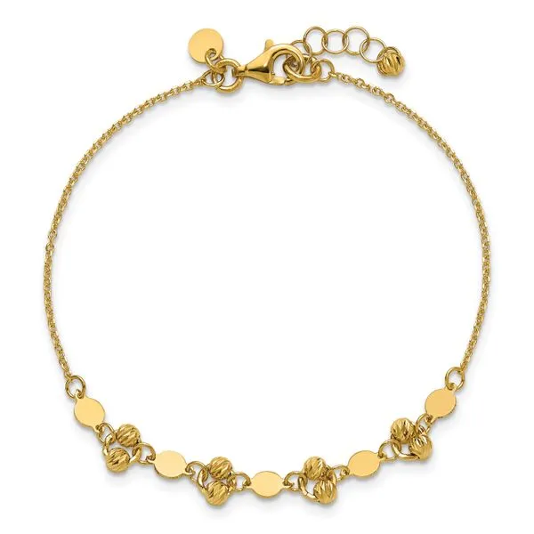 Leslie's 14K Polished D/C Beaded Fancy Circles w/.5in Ext. Bracelet Image 4 Moseley Diamond Showcase Inc Lexington, SC