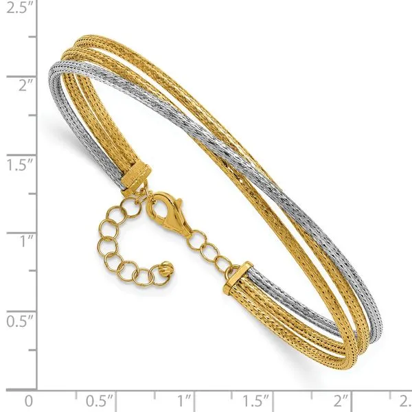 Leslie's 14KTT Polished & Textured Fancy 3-Wire w/ 1in Ext. Bangle Image 3 Leslie E. Sandler Fine Jewelry and Gemstones rockville , MD