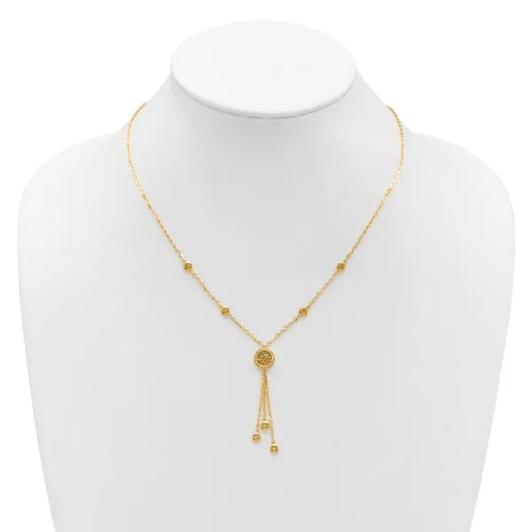 Leslie's 14K Polished Fancy Filigree Circles Dangle Necklace Image 3 Thomas A. Davis Jewelers Holland, MI