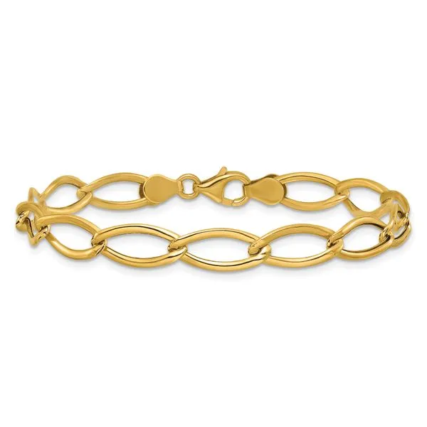 Leslie's 14K Polished Fancy Oval Link Bracelet Image 3 Jerald Jewelers Latrobe, PA