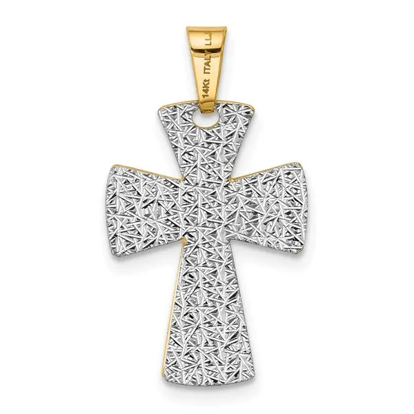 Leslie's 14K Two-tone Polished / Dia-cut Cross Pendant Image 3 J. Garett Jewelers Wilmington, NC
