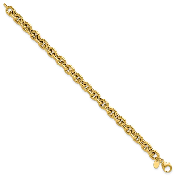 Leslie's 14K Polished 7.0mm Flat Edge Cable Link Bracelet Image 2 Trenton Jewelers Ltd. Trenton, MI