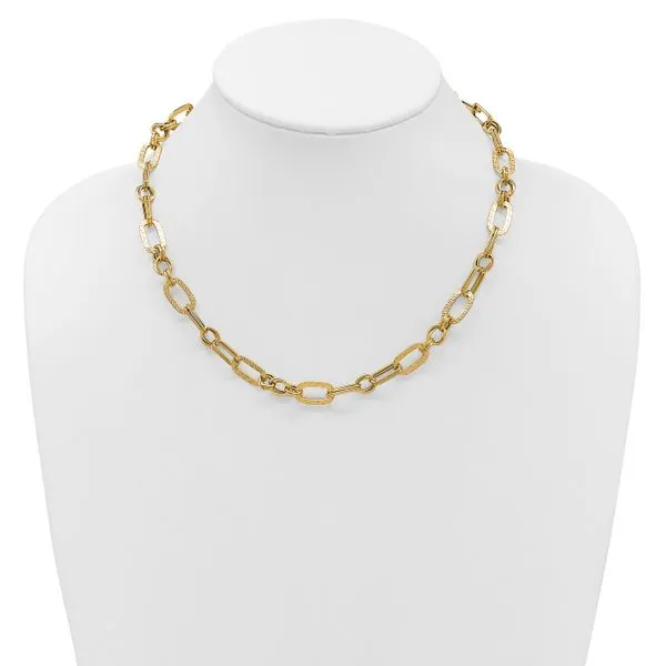 Leslie's 14K Polished and Textured Fancy Greek Key Link Necklace Image 3 Atlanta West Jewelry Douglasville, GA