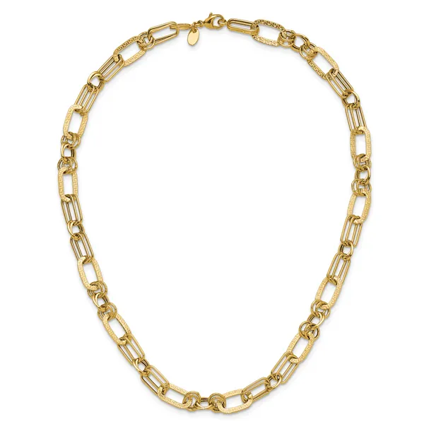 Leslie's 14K Polished and Textured Fancy Greek Key Link Necklace Image 4 J. Garett Jewelers Wilmington, NC