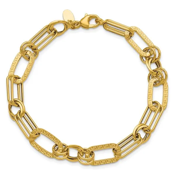 Leslie's 14K Polished and Textured Fancy Greek Key Link Bracelet Image 4 Jimmy Smith Jewelers Decatur, AL